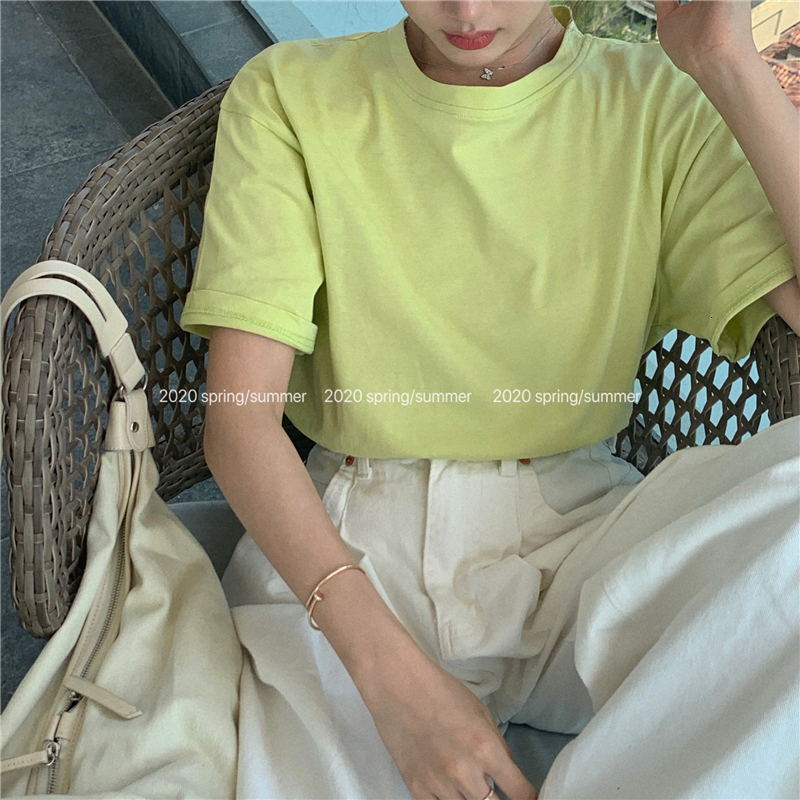 

2021 New 7 colours summer Korean style soild basic color short sleeve t-shirts women's tops (r98142 K15N, Dark blue