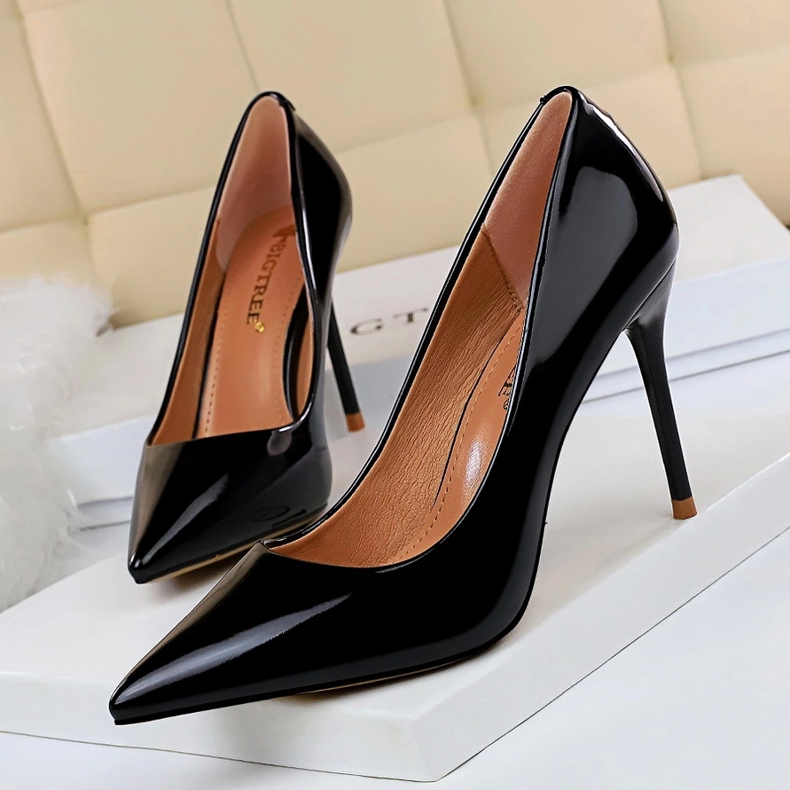 

2020 New Women Pumps 9.5cm High Thin Heels Pointed Toe Solid Shallow Sexy Ladies Women Shoes Black Female High Heels Pumps #J61Y