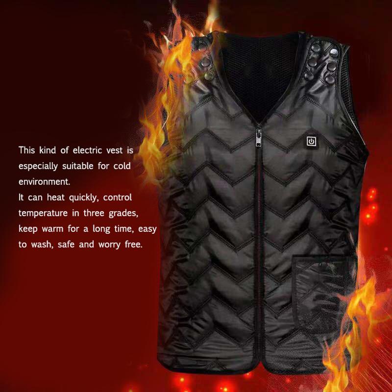 

7 Areas Outdoor Heated Vest Jacket Men Women Winter Warm USB Electric Self Heating Sleevless Jacket Waistcoat Hiking Clothing, 5 areas