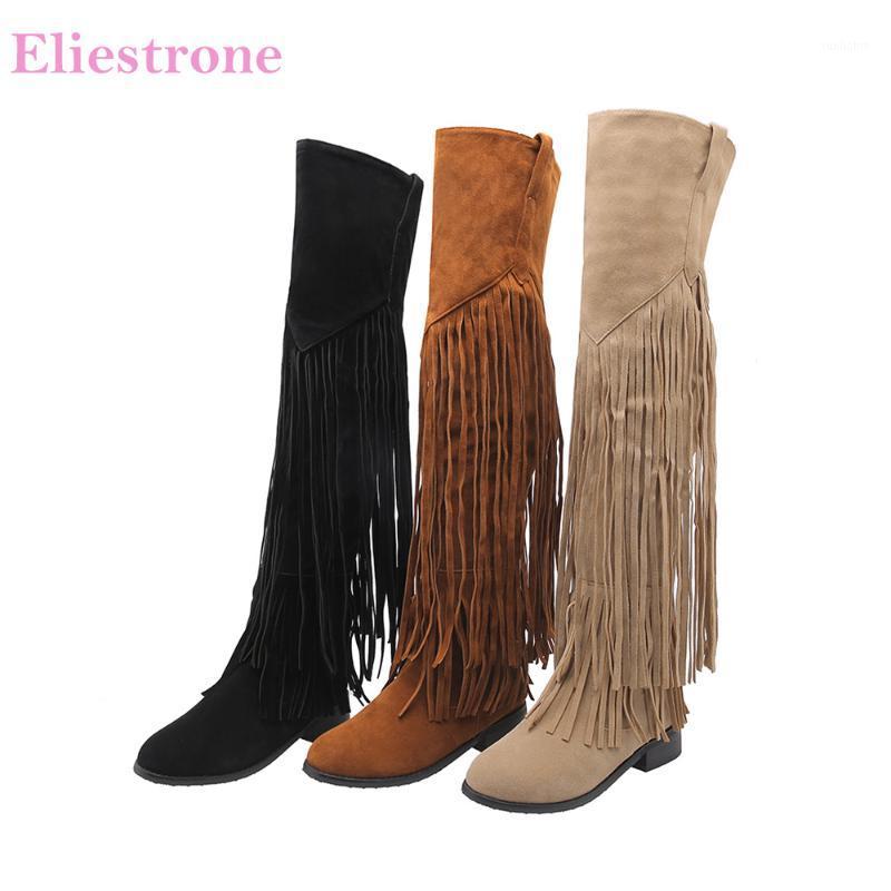 

Winter Brand New Fashion Yellow Apricot Women Over The Knee Boots Chunky Heels Lady Shoes BB016 Plus Big Size 10 32 43 461