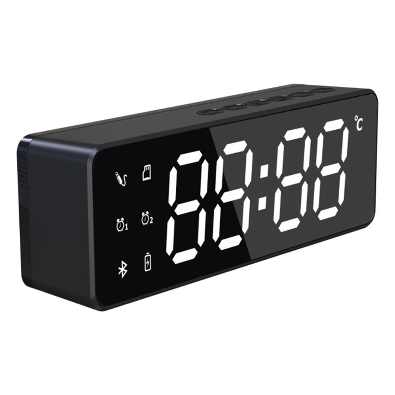 

Digital Alarm Clock Living Room Mirror Type FM Radio Wireless Bluetooth Speaker Temperature Display USB Charging LED Backlight