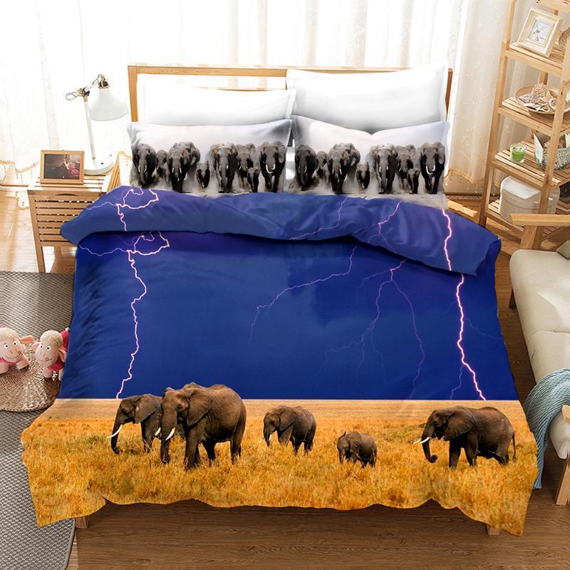 

3D Animal Elephant Print Bedding Set Duvet Covers Pillowcases One Piece Comforter Bedding Sets Bedclothes Bed Linen 021, 10