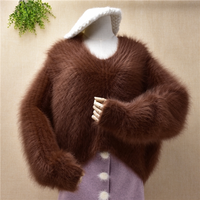 

Top women female warm thick plus size Mink Cashmere knitted Jumper Angora rabbit fur Bottoming Sweater pullover winter mantle LJ201112, Body58cm chest118cm