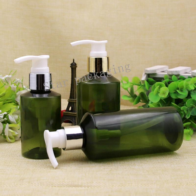 

30pcs 100ml 150ml 200ml green Shampoo gel Lotion Plastic gold silver Pressed Pump lotion Bottle Refillable Liquid soap Bottles