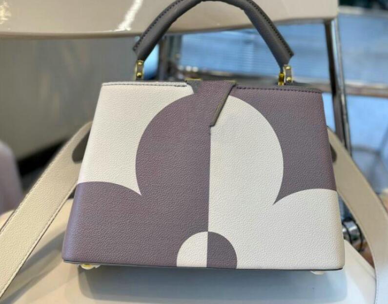 

Women luxury Capucines tote bag leather Designer bags Lychee leather stripe Purse clutch crossbody shoulder handbag M30897, Pink
