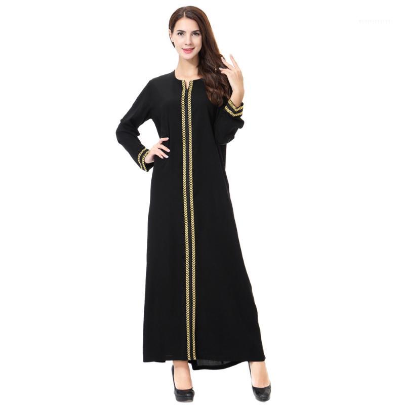

CHAMSGEND Womens Lady Daily Casual Muslim Soild Long Sleeve Long Vintage Fasion Dresses abayas for women hijab dress C301181