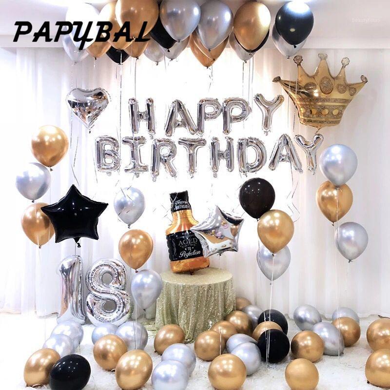 

Gold Sliver Metal Latex Balloons Baby Shower Girl Crown Happy Birthday Letter Balloons Wedding Birthday Party Decorations Adult1