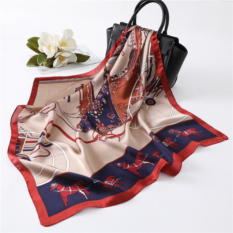 

New Silk Hair Scarf Women Foulard Neck Wrap 2020 Square Kerchief Soft Bandana Print Lady Head Brand Scarves Hijab 70*70cm