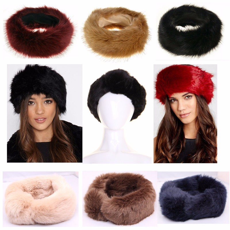 

7colors choose free ship New woman FUR hat women fake fox fur hats adult Fur warm headbands in winter 60*11cm, Adult size 60x11cm