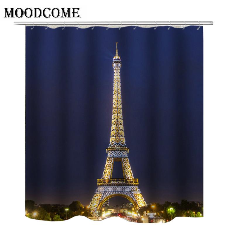 

Night view of Paris Tower Shower Curtain 3d Curtain For Bathroom Drop Shipping cortina de baño 3d