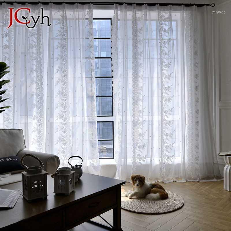 

Japanese Style White Lace Sheer Curtains for Living Room Home Decoration Bedroom Tulle Curtains On Window Floral Voile Drapes1, White tulle curtains