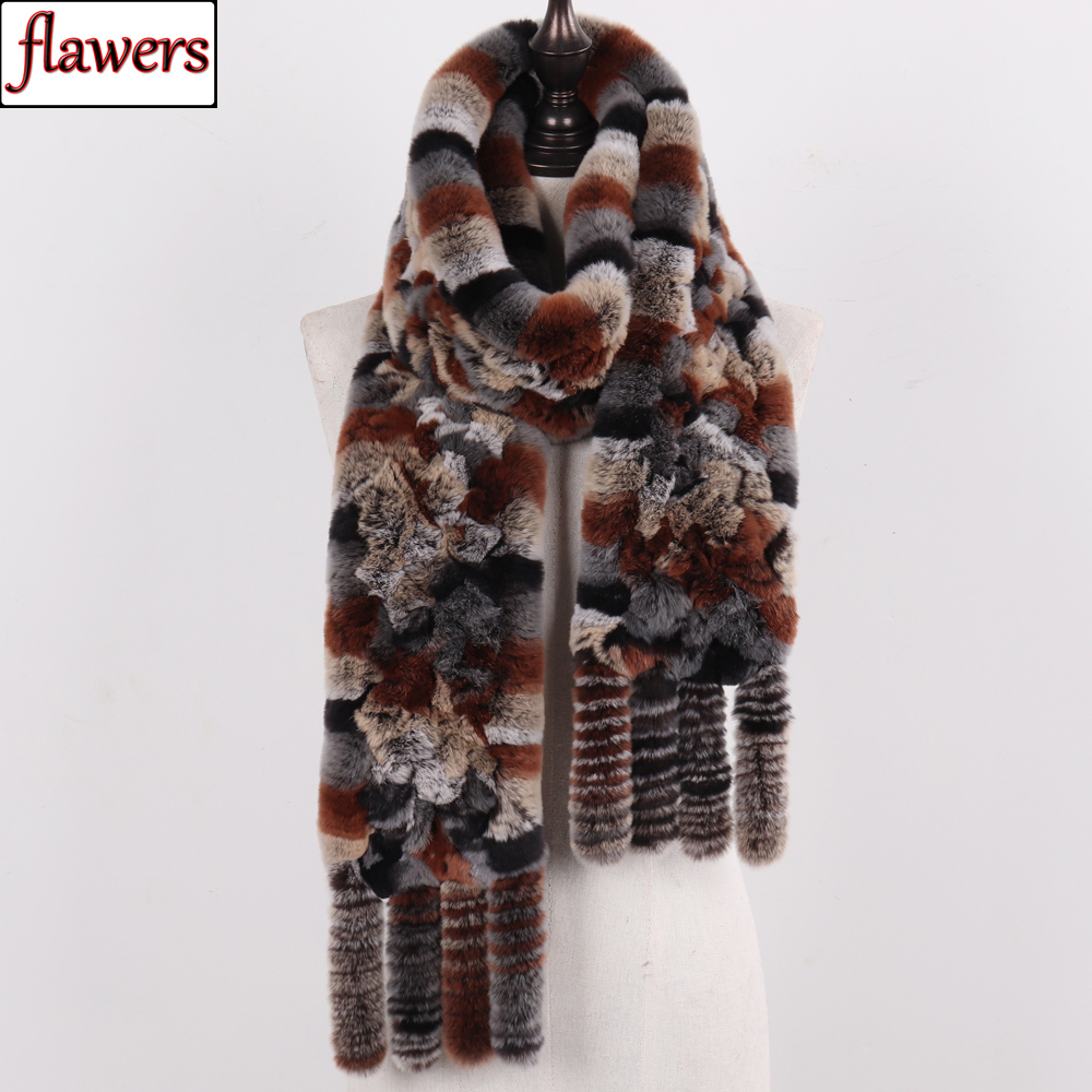 

New Arrival Russian Women Real Rex Rabbit Fur Scarves Ladies Winter Natural Rex Rabbit Fur Scarves Knit Tassel Real Fur Shawls 201026