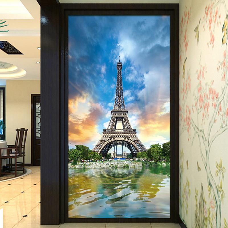 

Papel De Parede 3D Paisagem Beautiful Eiffel Tower Entrance Mural Wallpaper Living Room Hotel Backdrop Wall Paintings Home Decor, As pic