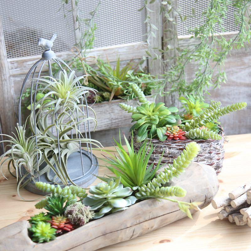 

6 Heads Big Artificial Succulents Green Plants for Garden Bonsai Desktop Plants Home Decoration Plant Home office Decoration 1pc1, Red