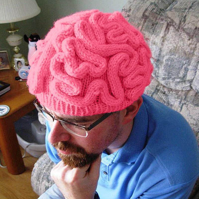 

Brain Shaped Hat Hand Knitted Wool Hat Elastic Beanies Women Men Casual Cap Party Hats Spoof horror brain Winter 10 colors1, 09