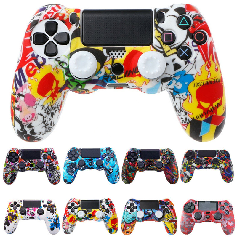 

2021 Silicones Case For PS4 Controller Gamepad Silicone Non-slip Protective Environmentally Friendly Camouflage Protectives Cover 32 style