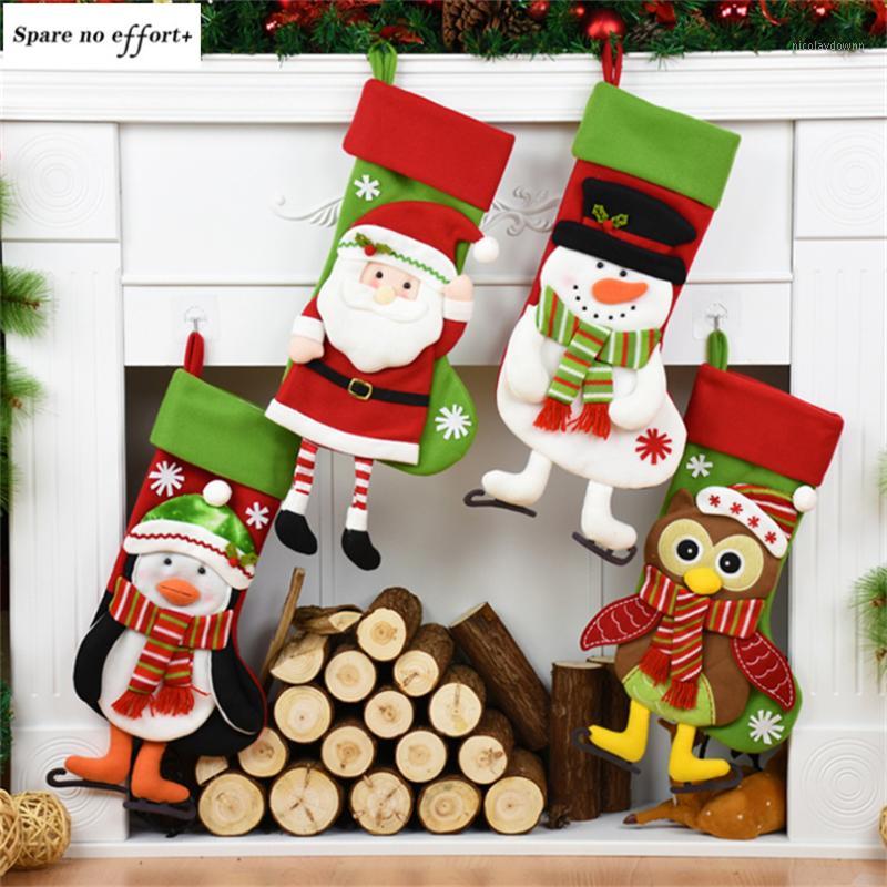 

44cm Christmas Stockings Santa Claus Elk Christmas Gift Bag Xmas Home Decoration Accessories Xmas Gift Candy Bag Tree Decor1