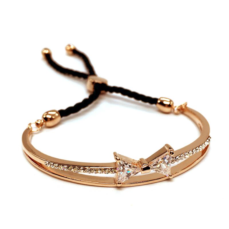 

Cubic Zirconia Bow Bracelets & bangles European Style Summer Jewelry Classy Popular Rose Gold Colour Adjustable Bangle Open