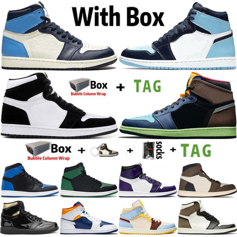 

2020 Jumpman 1 1s Mens Basketball Shoes Obsidian UNC Twist Travis Scotts Turbo Green Top Chicago Fearless Sport Trainers Sneakers, 32