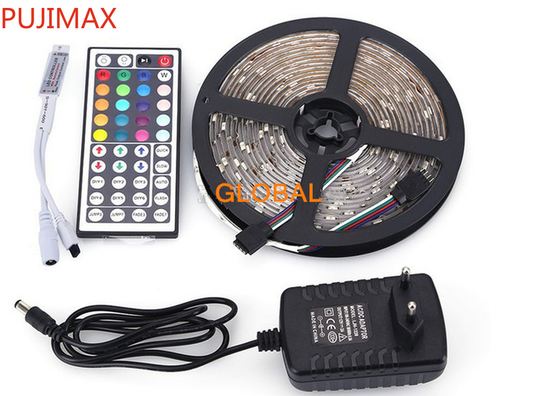 

RGB LED Strip 5050 Waterproof 5M 150LEDS SMD + 44Key IR Remote Mini Controller + 12V 2A Power Adapter Fita LED Light Strip For Christmas Day