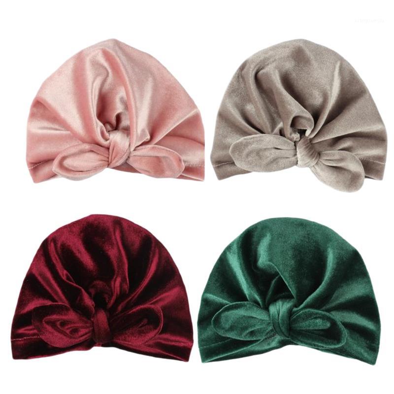 

4 Pcs Velvet Baby Hats Baby Boys Girls Caps Photography Props Elastic Infant Beanie Turban Hats Accessories1, As pic