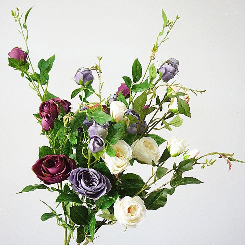 

Artificial Silk Rose Flower Bouquet Real Touch Romantic Rose Fake Flower for Wedding Bridal Hold Floral Home Garden Decoration1, Purple