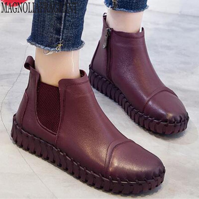 

Zapatos Mujer Genuine Leather Women's Winter Boots Handmade Retro Zip Women Ankle Boots Winter Spring Ladies Shoes new y9501, Black