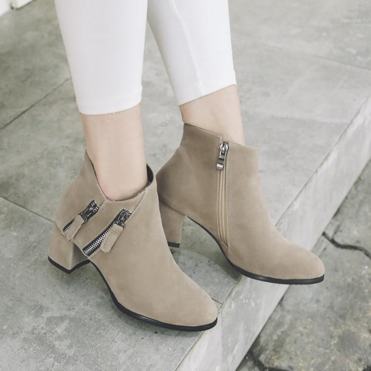 

Big Size - boots women shoes ankle boots for women ladies Double zipper metal trim tip1, Black