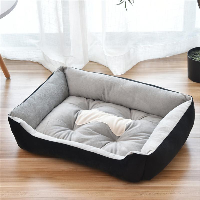 

70x52cm Large Dog Bed Sofa Puppy Warm Kennel Washable Pet Floppy Extra Comfy Plush Rim Cushion Nonslip Bottom All Size Dog House, Black