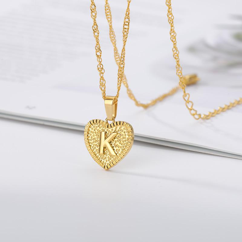 

Pendant Necklaces Initial Heart Letter Necklace For Women Stainless Steel A-Z Alphabet Jewelry Christmas Gifts Bijoux Femme, Silver