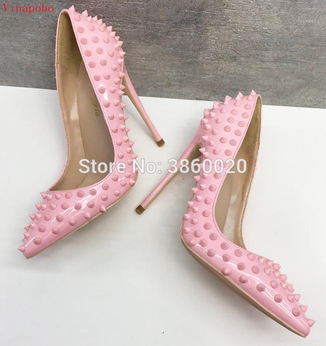 

Vinapobo pink Rivets Pointed-toe High Heels Women wedding shoes Sexy Dress women Pumps dress Shoes 10/12cm Stiletto Heels Pumps1, 8cm