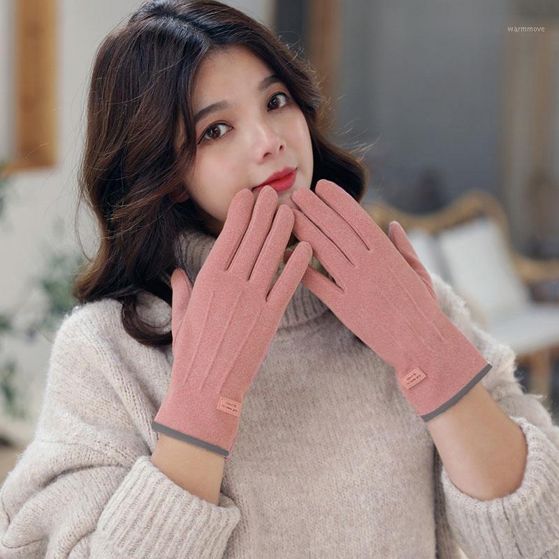 

2020 New Women's Gloves Winter Thicken Internal Plush Touch Screen Suede Furry Warm Mittens Outdoor Sport Driving Female Gloves1