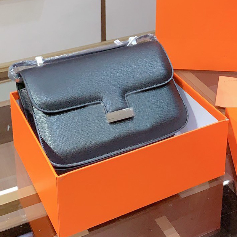 

High Quality Crossbody Handbag Women Single Shoulder Bag Genuine Leather Wallet Style Stewardess Bag Silver Buckle