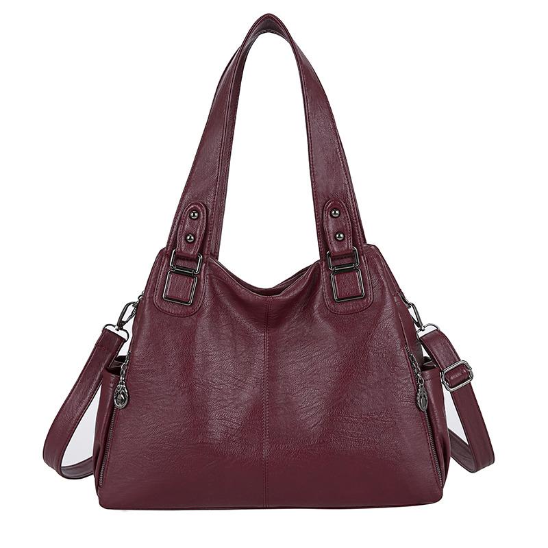 

Large Capacity Female Handbag Casual Totes Hobos Women Shoulder Bags Soft Vintage Leather Hobo Bags Lady Crossbody Messenger Bag, Bronze