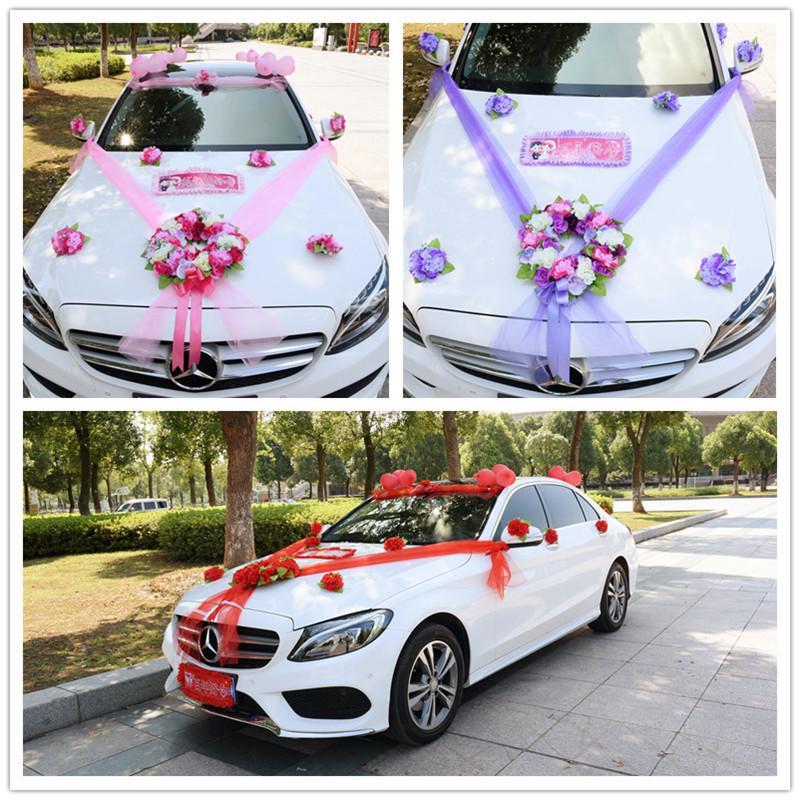 

3 Color Simple Style Wedding Car Decorative Flowers Heart-shaped Wedding Flowers Decoration Wreaths Decorative1