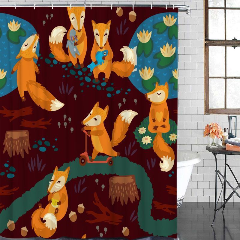 

Eco-Friendly Shower Curtain Animal Cartoon Cute Printed Shower Curtain Bathroom Decor Waterproof Fabric Bath1