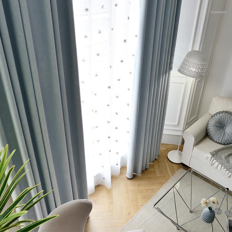 

Modern minimalist bedroom living room curtains shading the windows and floor custom curtains1, White