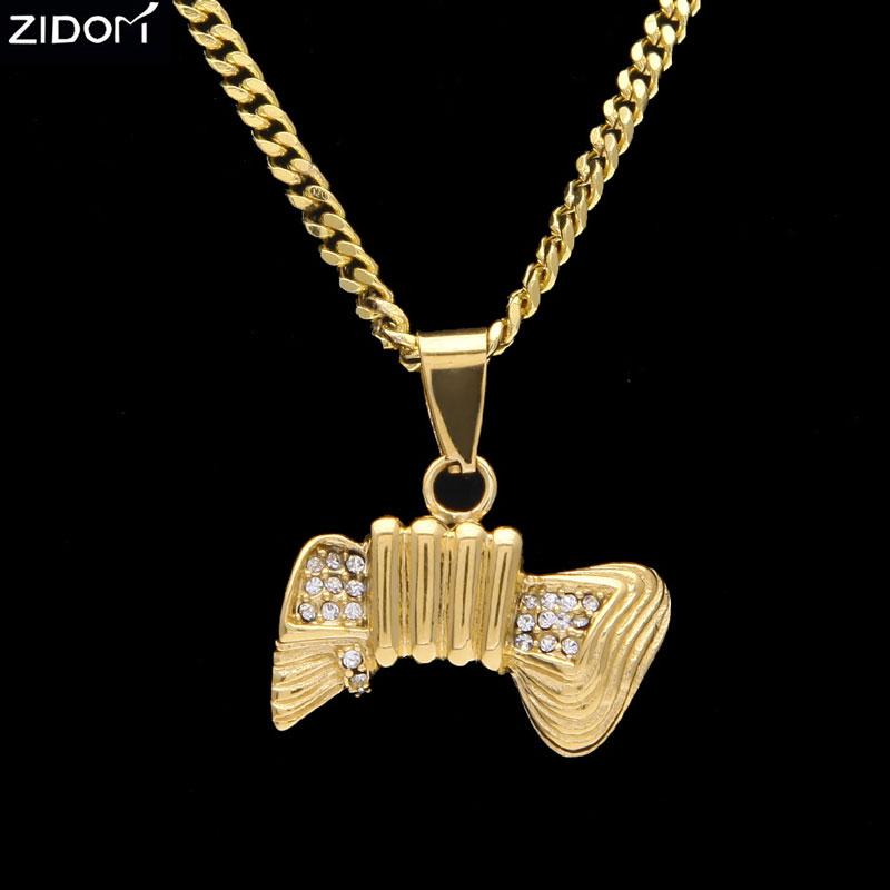 

gold color Men Stainless Steel Holding dollars pendant necklaces 60cm long link chain hip hop necklace women fashion jewelry