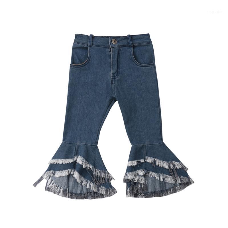 

Kid Girl Summer Casual Jeans Flared Tassels Jeans Denim Pants Elastic Trousers Baby Jean Infant Clothing1, Blue