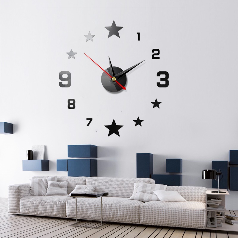 

Star Fashion 3D big size wall clock mirror sticker DIY brief living room decor meetting room wall clock