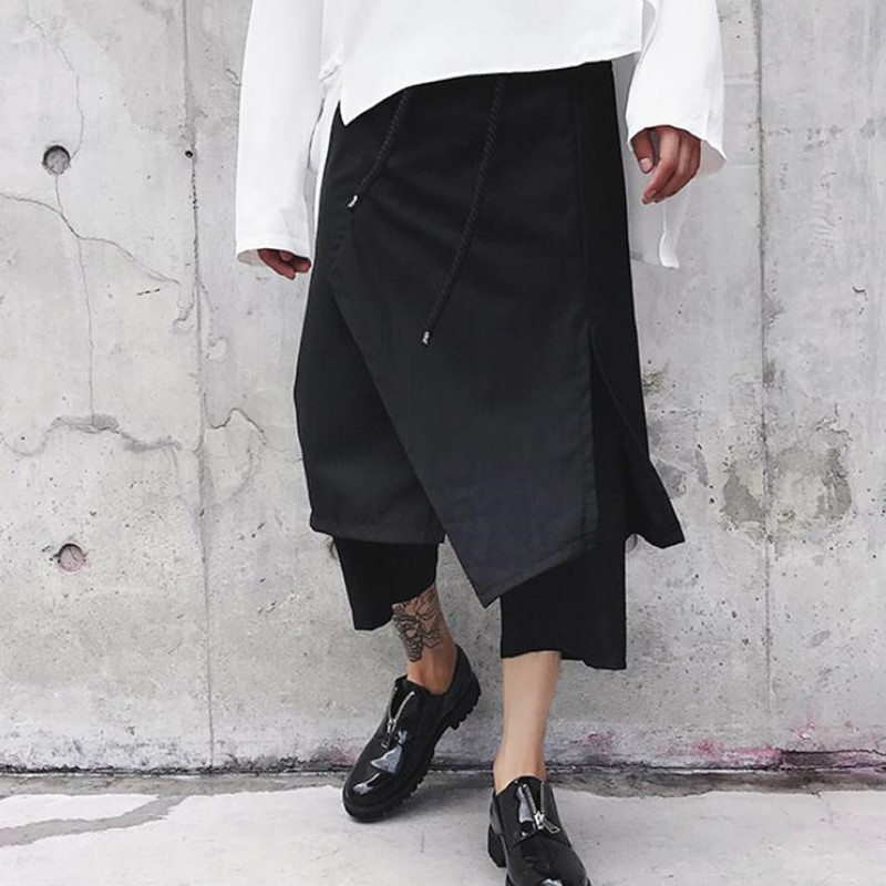 

2021 Black Men Hip Hop Club Singer Gothic Man Dance Japanese Hiphop Streetwear Pantskirt Pants Yyca
