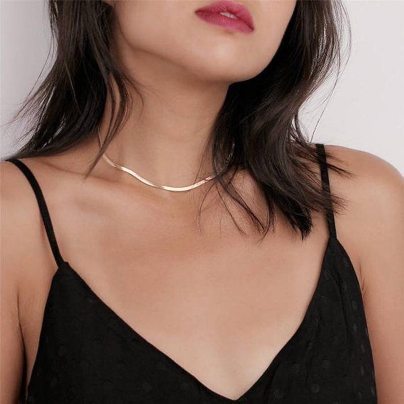 

Aesthetic Gold Stainless Steel Necklace Snake Chain Choker Necklace Women Necklaces for women Wholesale Jewelry gold
