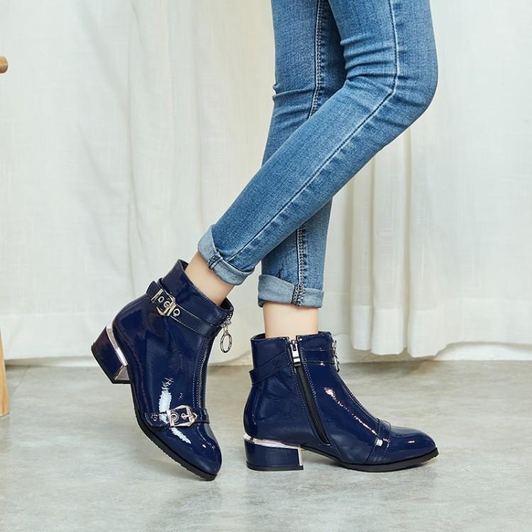 

Oversized 12 boots women shoes ankle boots for women ladies shoes woman winter Pointed side zipper1, Blue