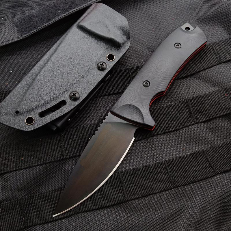 

High Quality Outdoor Survival Straight Knife VG10 Drop Point Black Blade Full Tang G10 Handle Fixed Blade Knives With Kydex