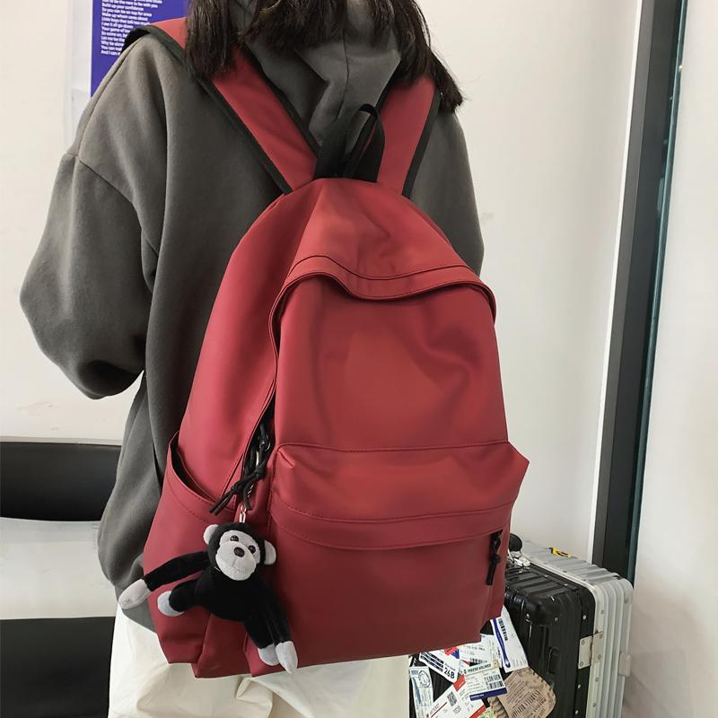 

Solid Color Women Backpack Fashion Girl College School Bag Casual Couple Shoulder Bag Book Packbags for Teenage Travel Backpacks, Black