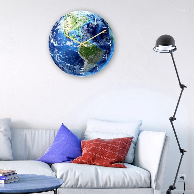 

Earth Wall Clock Bedroom Living Room Decoration Modern Design Acrylic Mute Watch Home Decor horloge Kid Gifts orologio da parete1