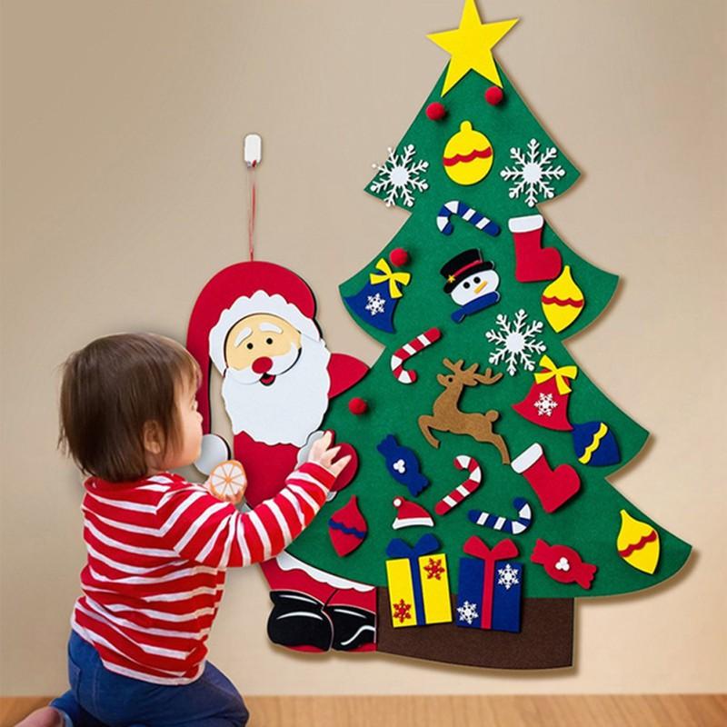

Kids DIY Felt Christmas Tree Children New Year Gifts Christmas Decoration for Home Navidad Home Decor Accessories 2021