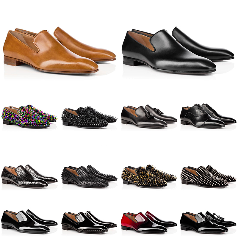 

men genuine leather shoes red sneakers bottom low cut studded spikes dress shoe designer luxury mens trainer, # 4