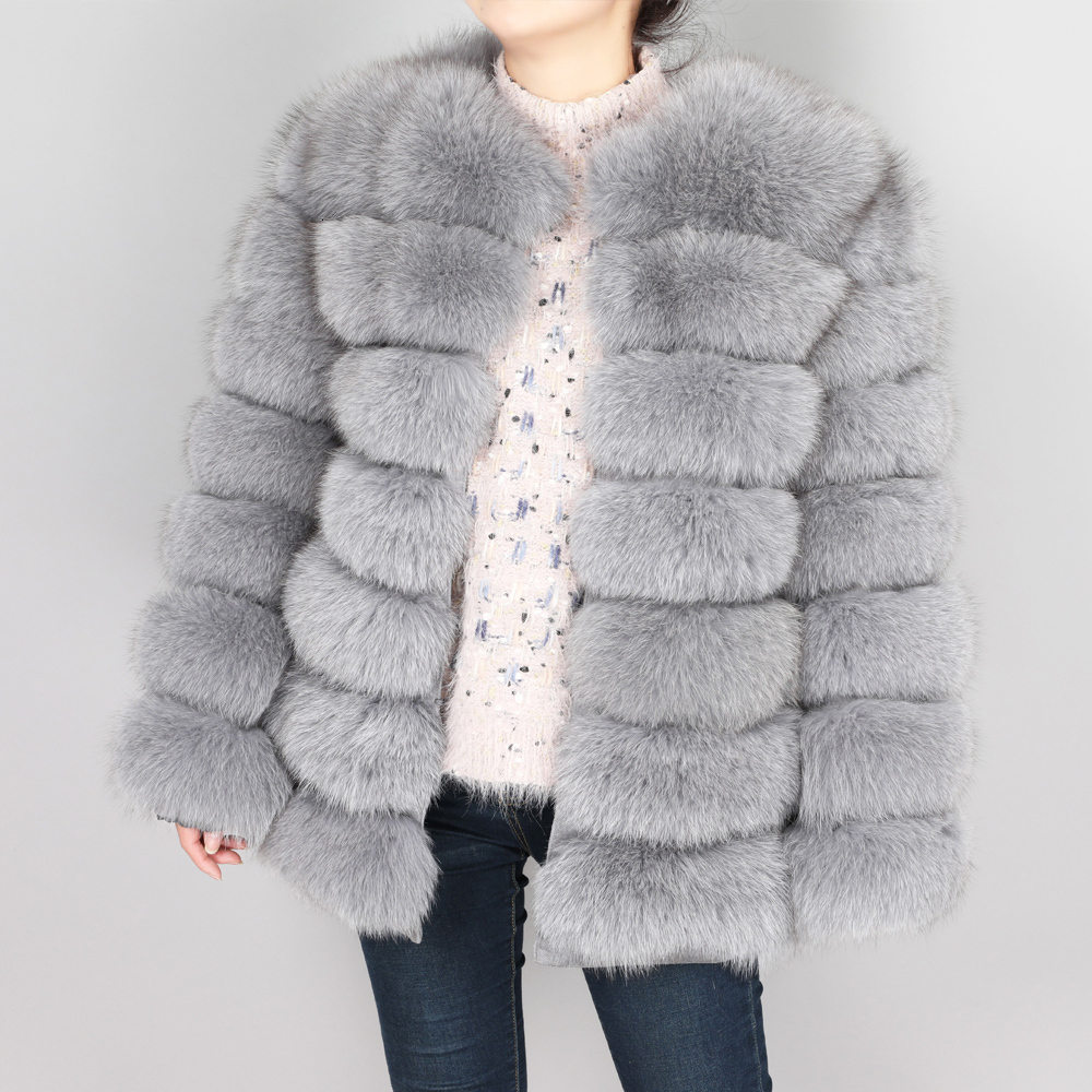 

2021 New Skin Coat True Natural Fox Winter Keep Warm Park Slim Jacket Women's O9Y7, Short vest-2