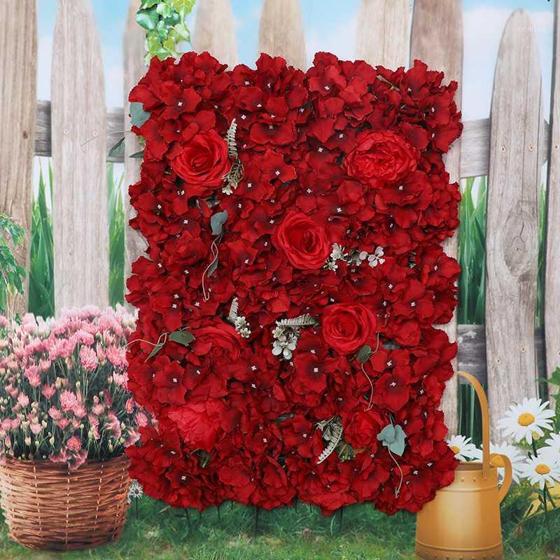 

Artificial flower wall 60*40cm rose hydrangea flower backdrops wedding flowers home party Wedding decoration wall accessories1, Pink